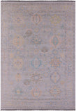 Grey Geometric Fine Serapi Hand Knotted Wool Rug - 9' 10" X 13' 9" - Golden Nile