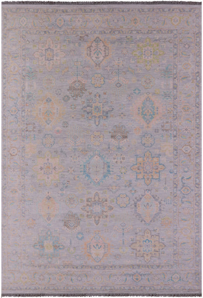 Grey Geometric Fine Serapi Hand Knotted Wool Rug - 9' 10" X 13' 9" - Golden Nile