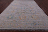 Grey Geometric Fine Serapi Hand Knotted Wool Rug - 9' 10" X 13' 9" - Golden Nile