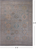 Grey Geometric Fine Serapi Hand Knotted Wool Rug - 9' 10" X 13' 9"