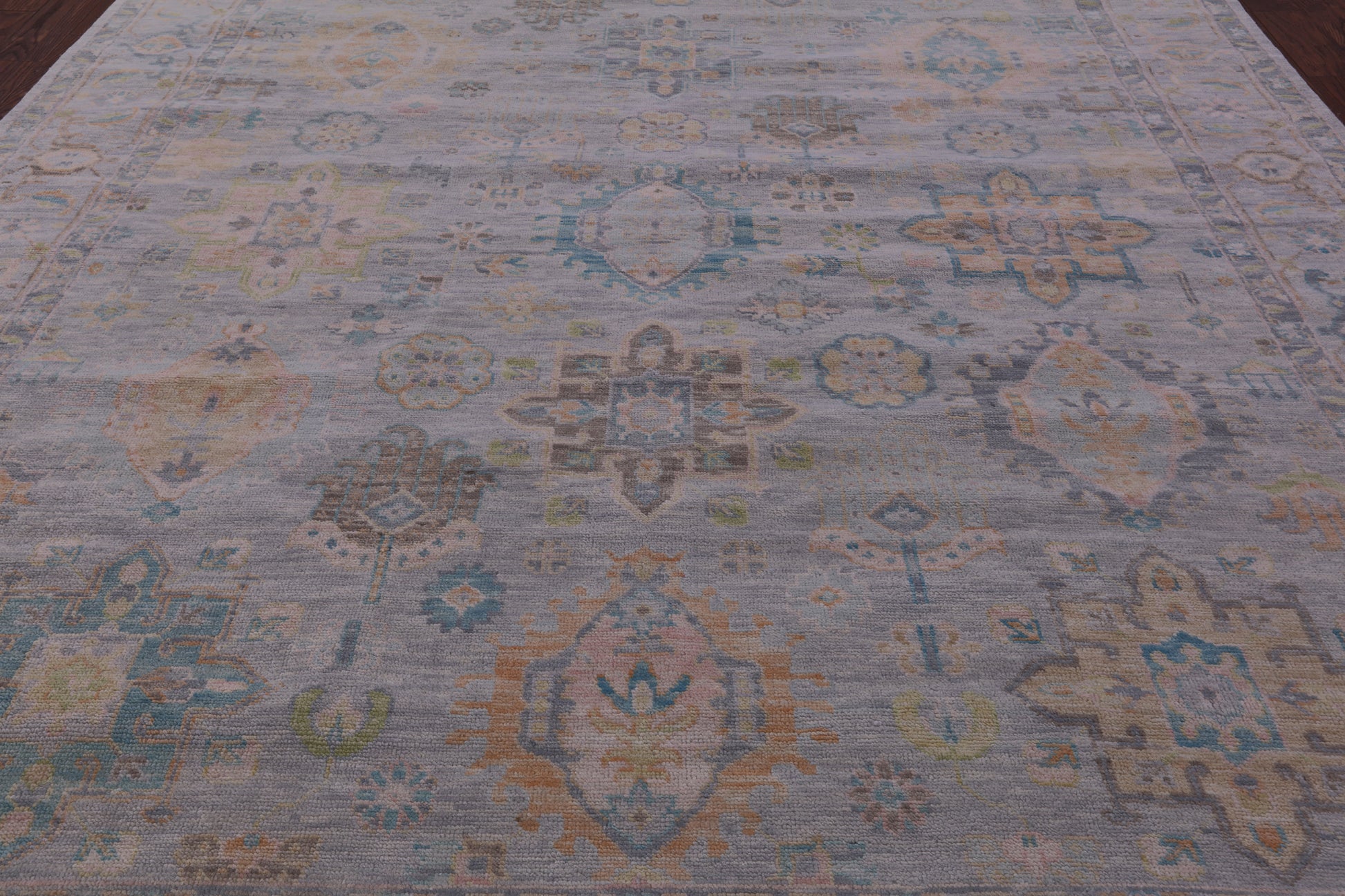 Grey Geometric Fine Serapi Hand Knotted Wool Rug - 9' 10" X 13' 9" - Golden Nile