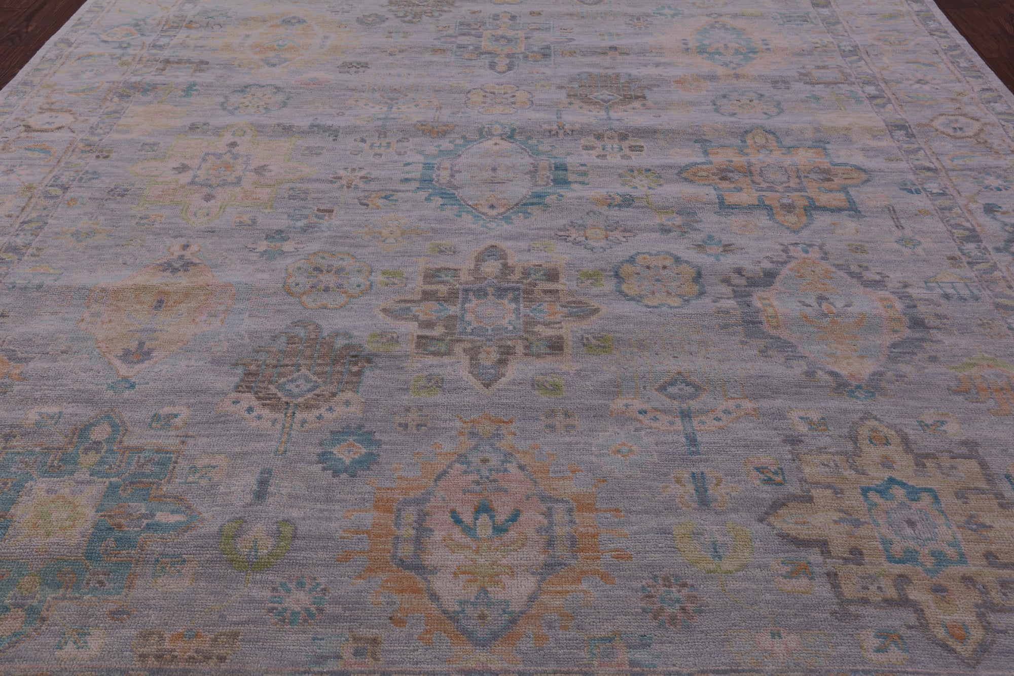 Grey Geometric Fine Serapi Hand Knotted Wool Rug - 9' 10" X 13' 9" - Golden Nile