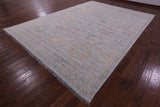Grey Geometric Fine Serapi Hand Knotted Wool Rug - 9' 10" X 13' 9" - Golden Nile