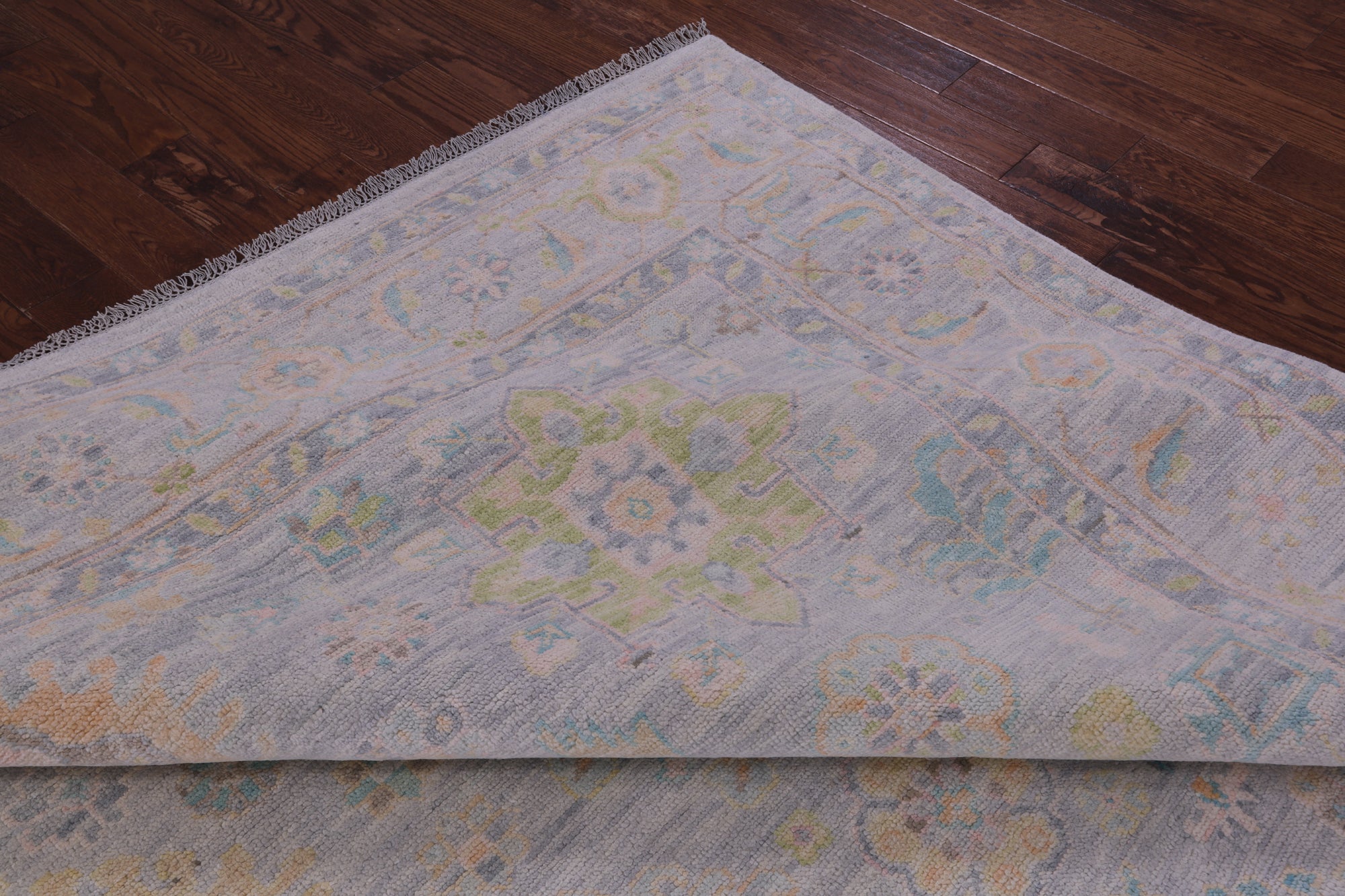 Grey Geometric Fine Serapi Hand Knotted Wool Rug - 9' 10" X 13' 9" - Golden Nile