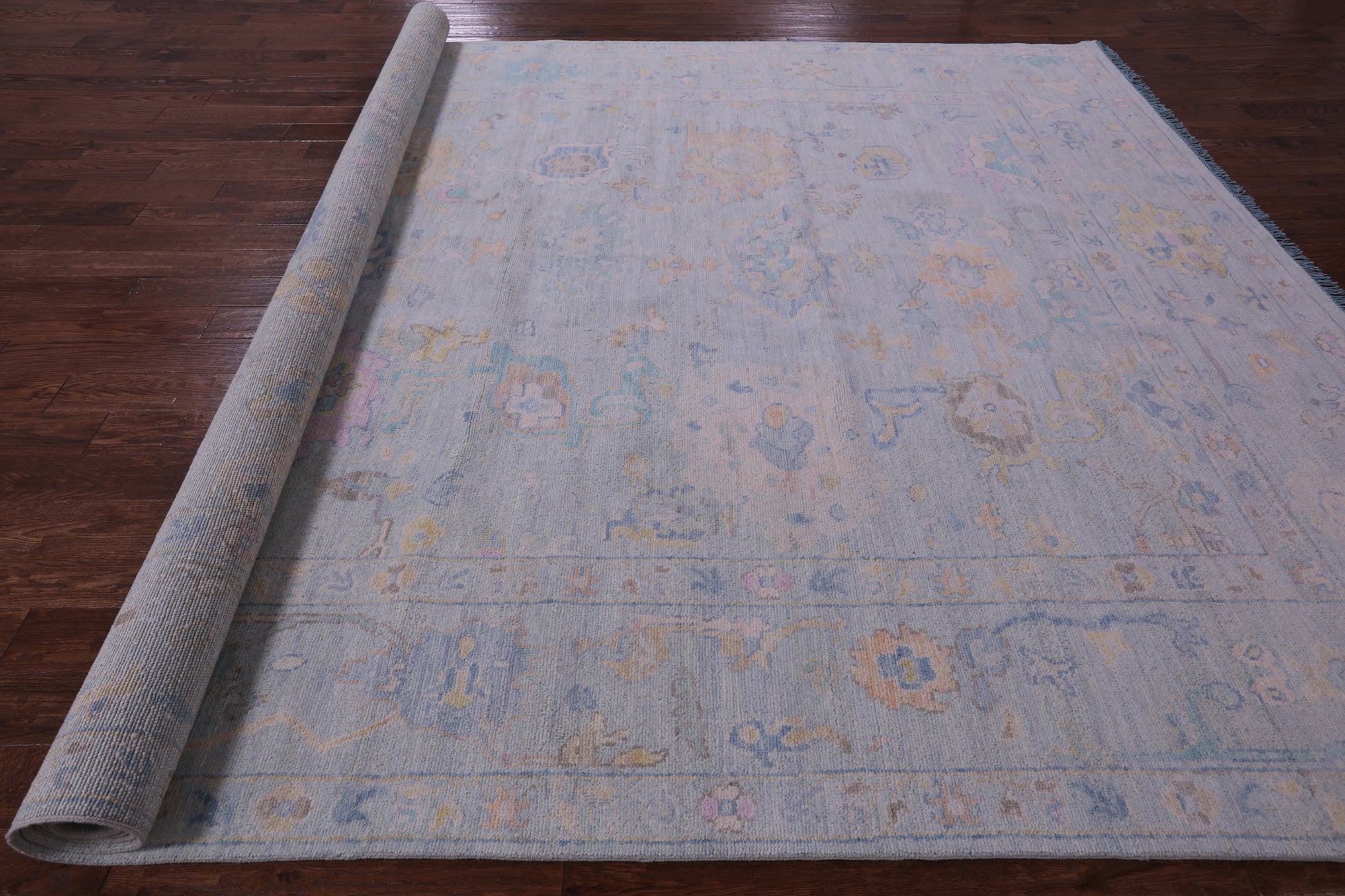 Light Blue Persian Sultanabad Hand Knotted Wool Rug - 10' 0" X 13' 9" - Golden Nile
