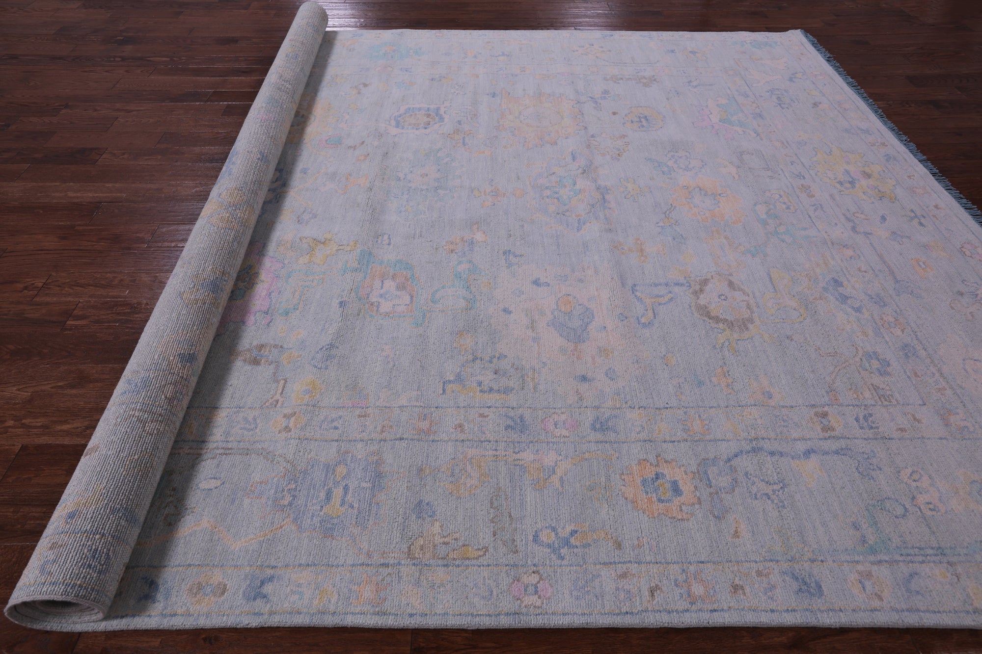Light Blue Persian Sultanabad Hand Knotted Wool Rug - 10' 0" X 13' 9" - Golden Nile