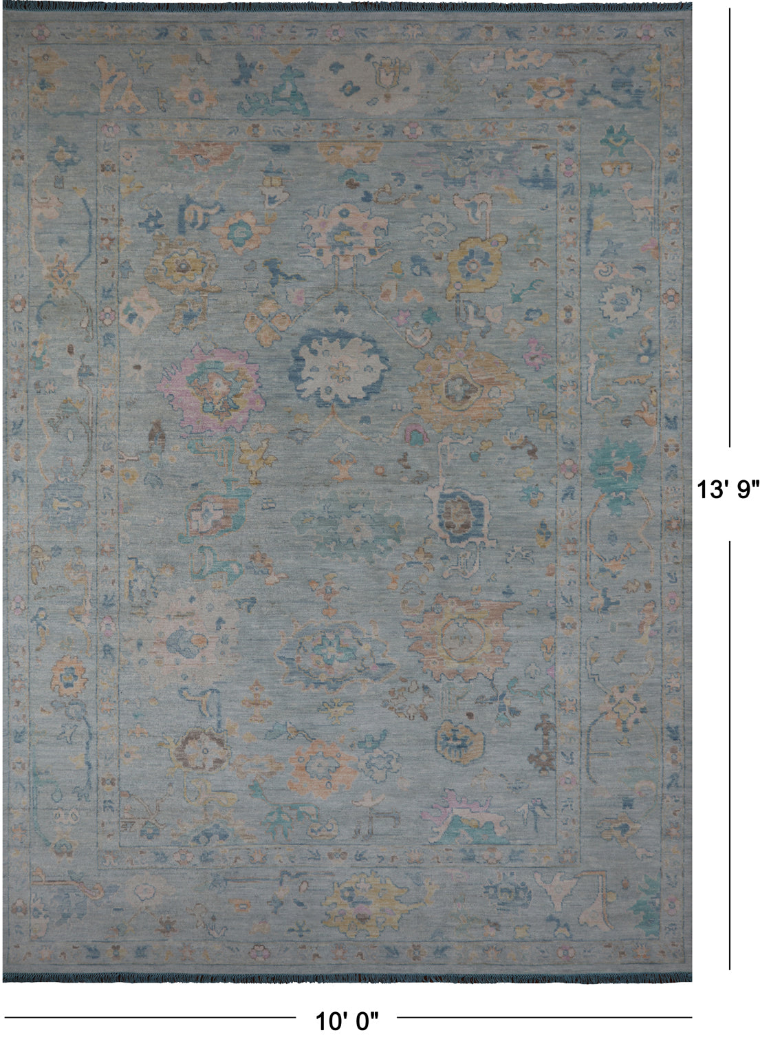 SUPER SALE Light Blue Persian Sultanabad Hand Knotted Wool Rug - 10' 0" X 13' 9"