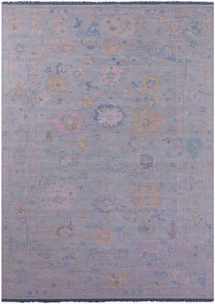 Light Blue Persian Sultanabad Hand Knotted Wool Rug - 10' 0" X 13' 9" - Golden Nile