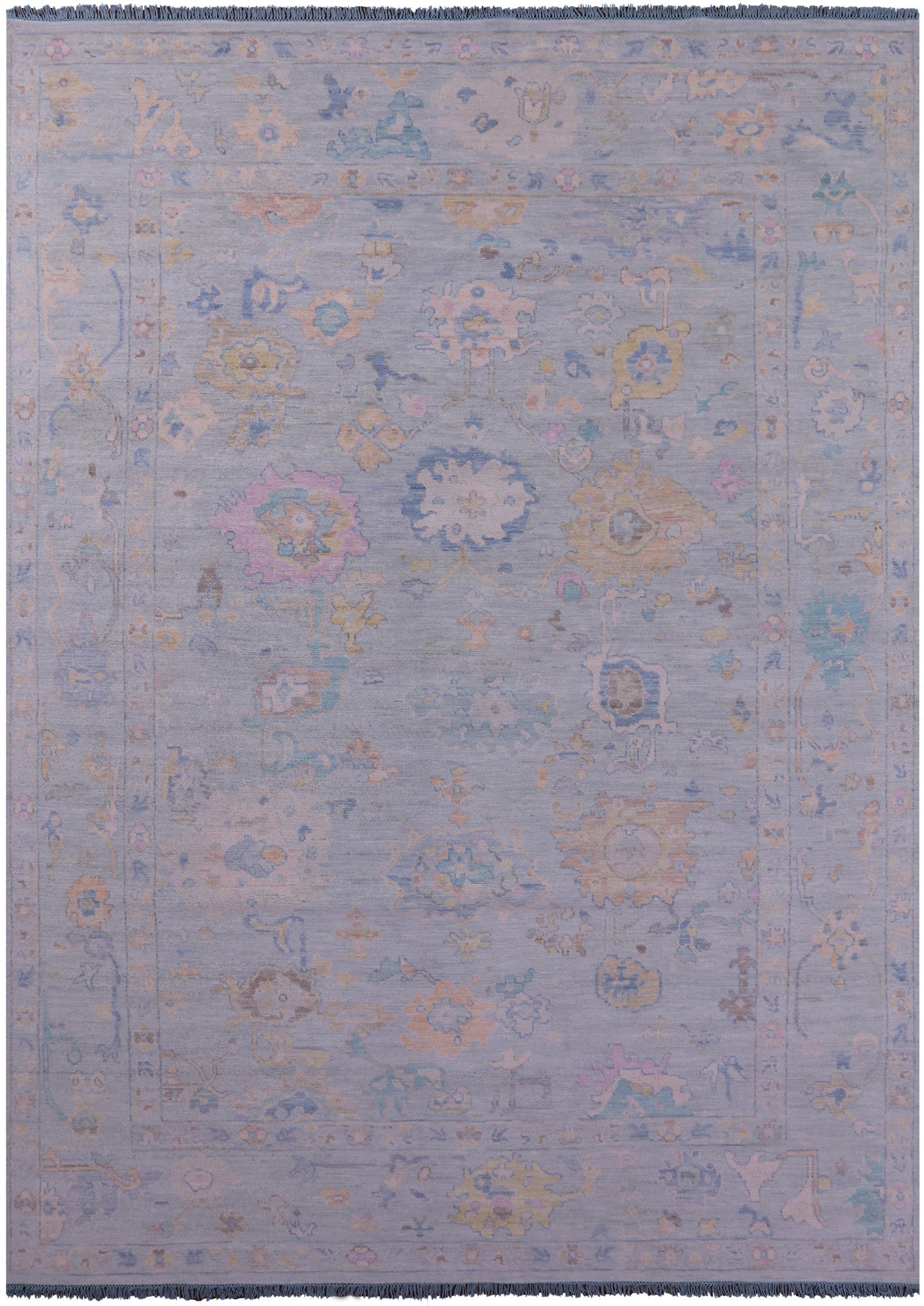Light Blue Persian Sultanabad Hand Knotted Wool Rug - 10' 0" X 13' 9" - Golden Nile