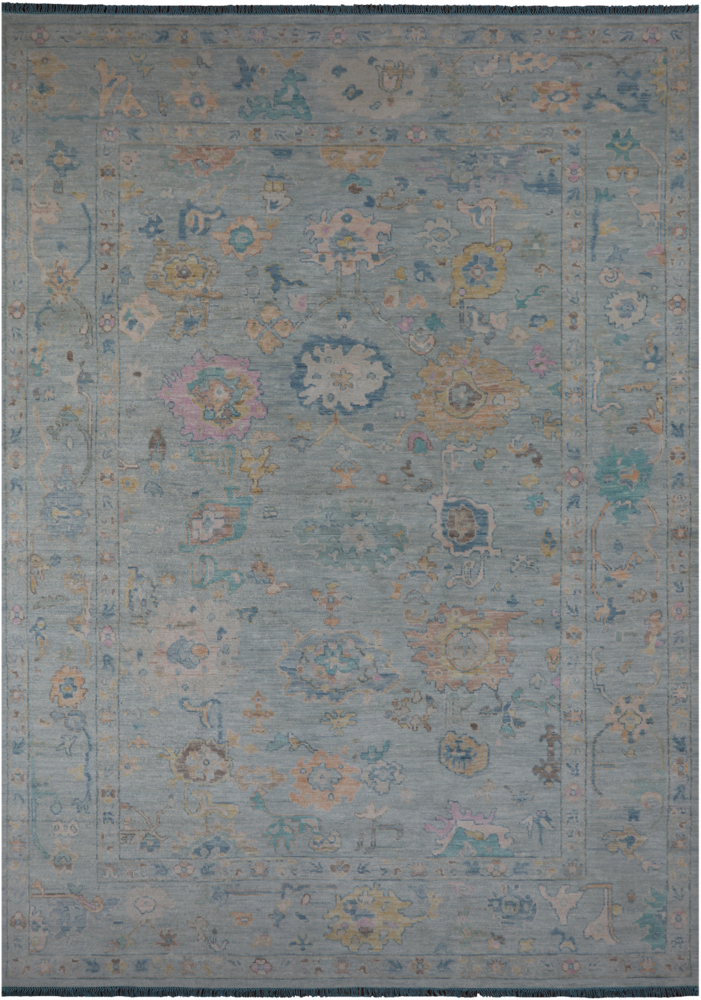 SUPER SALE Light Blue Persian Sultanabad Hand Knotted Wool Rug - 10' 0" X 13' 9"
