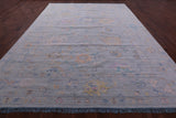 Light Blue Persian Sultanabad Hand Knotted Wool Rug - 10' 0" X 13' 9" - Golden Nile