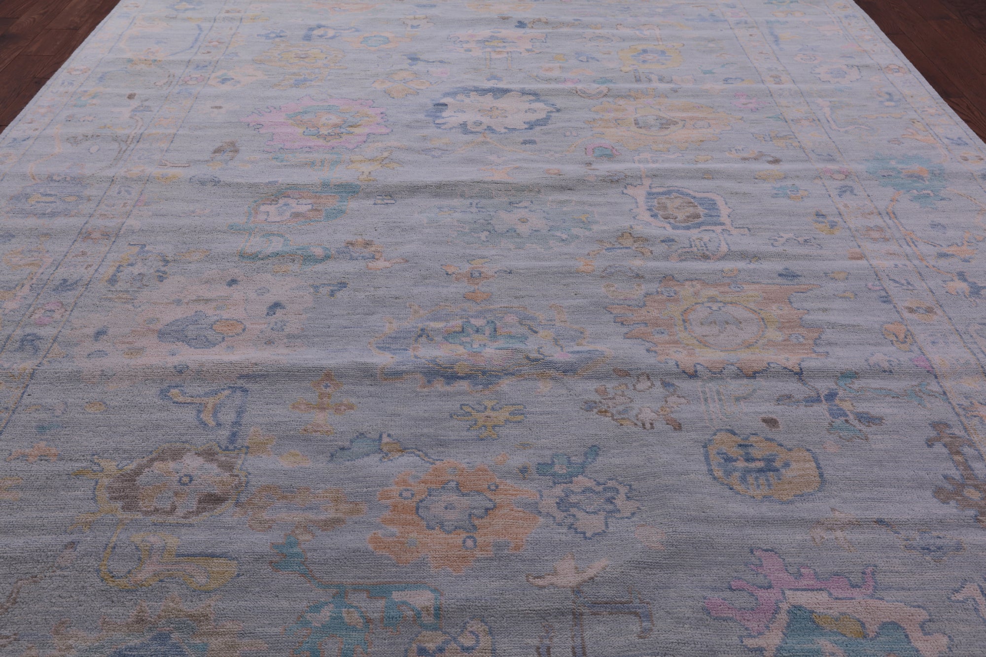 Light Blue Persian Sultanabad Hand Knotted Wool Rug - 10' 0" X 13' 9" - Golden Nile
