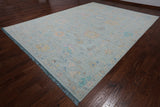 SUPER SALE Light Blue Persian Sultanabad Hand Knotted Wool Rug - 10' 0" X 13' 9"
