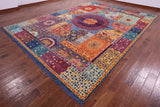 Geometric Persian Mamluk Hand Knotted Wool Rug - 10' 2" X 14' 1" - Golden Nile