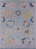 Blue Turkish Oushak Hand Knotted Wool Rug - 10' 2" X 14' 0" - Golden Nile