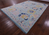 Blue Turkish Oushak Hand Knotted Wool Rug - 10' 2" X 14' 0" - Golden Nile