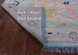 Blue Turkish Oushak Hand Knotted Wool Rug - 10' 2" X 14' 0" - Golden Nile