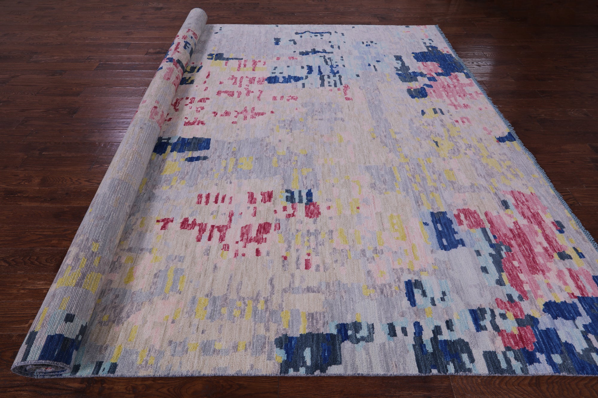 Abstract Contemporary Hand Knotted Wool Rug - 10' 2" X 13' 9" - Golden Nile