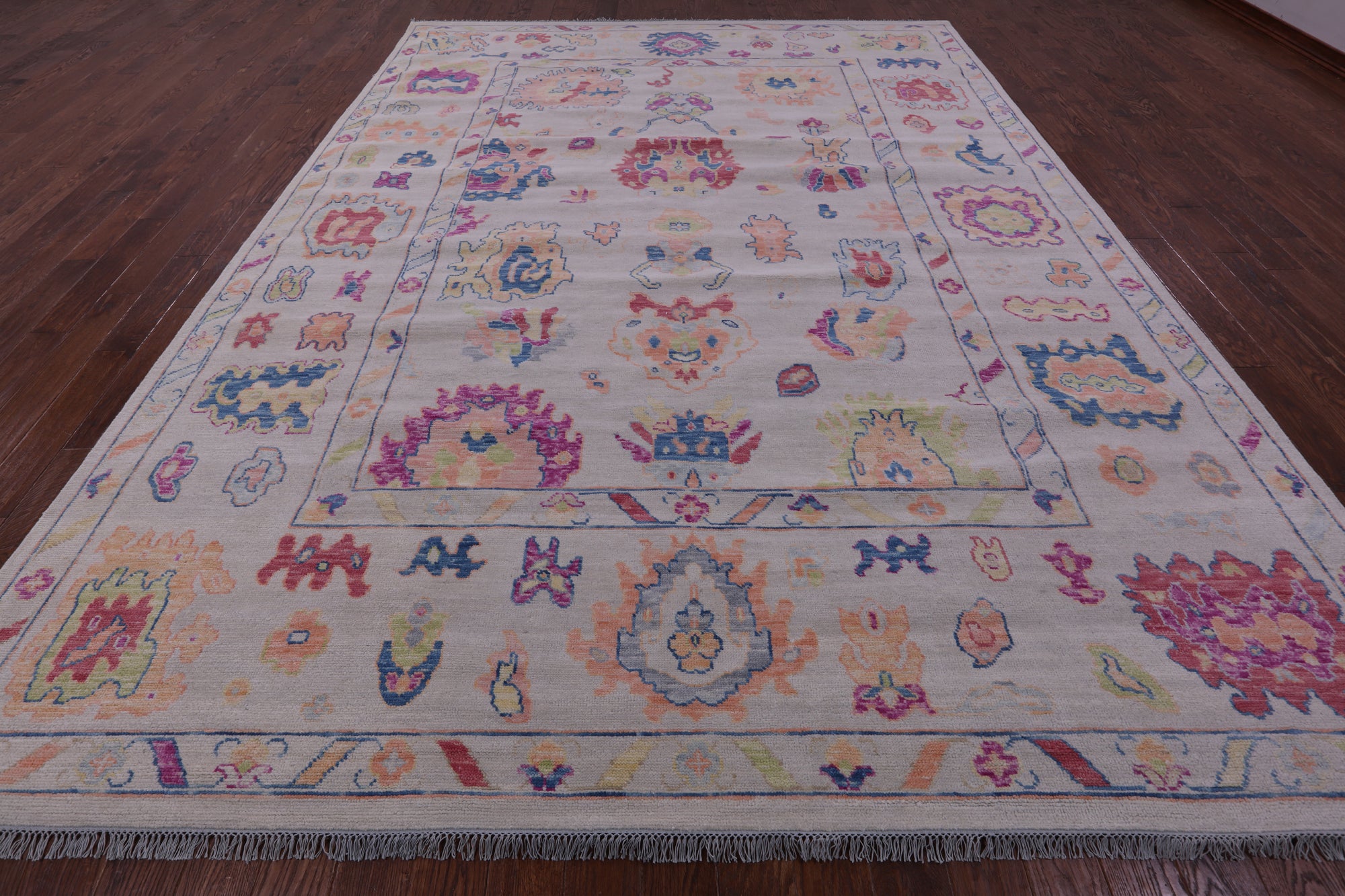Ivory Turkish Oushak Handmade Wool Rug - 10' 2" X 13' 11" - Golden Nile