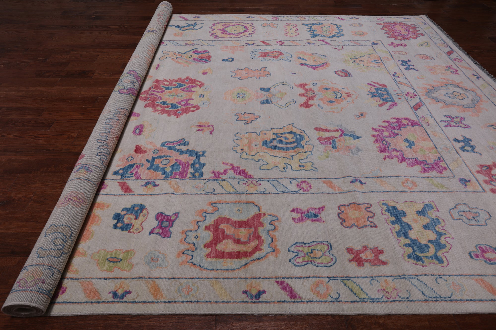 SUPER SALE Ivory Turkish Oushak Handmade Wool Rug - 10' 2" X 13' 11"