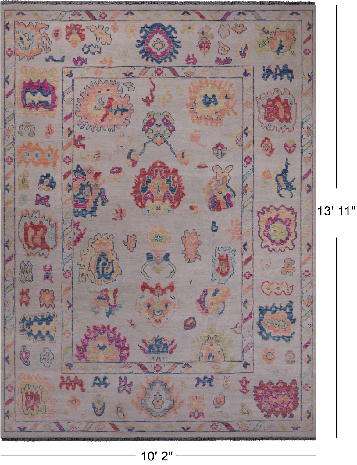SUPER SALE Ivory Turkish Oushak Handmade Wool Rug - 10' 2" X 13' 11"