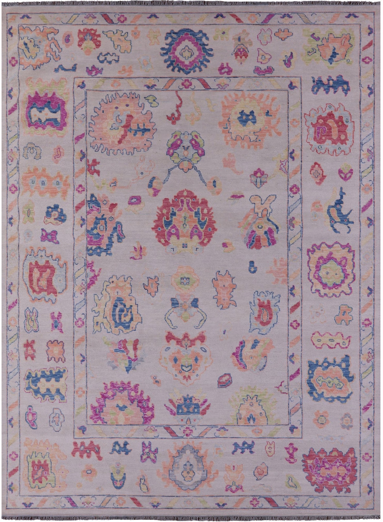 Ivory Turkish Oushak Handmade Wool Rug - 10' 2" X 13' 11" - Golden Nile