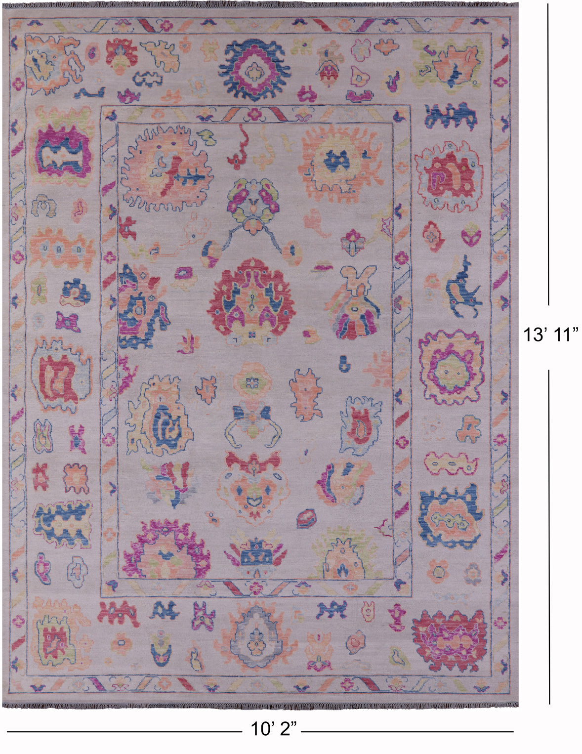 Ivory Turkish Oushak Handmade Wool Rug - 10' 2" X 13' 11" - Golden Nile