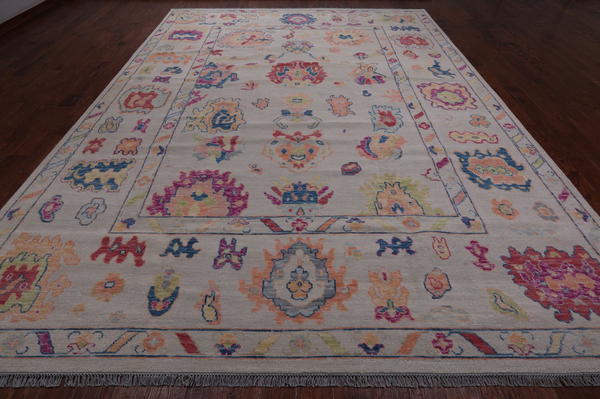 SUPER SALE Ivory Turkish Oushak Handmade Wool Rug - 10' 2" X 13' 11"