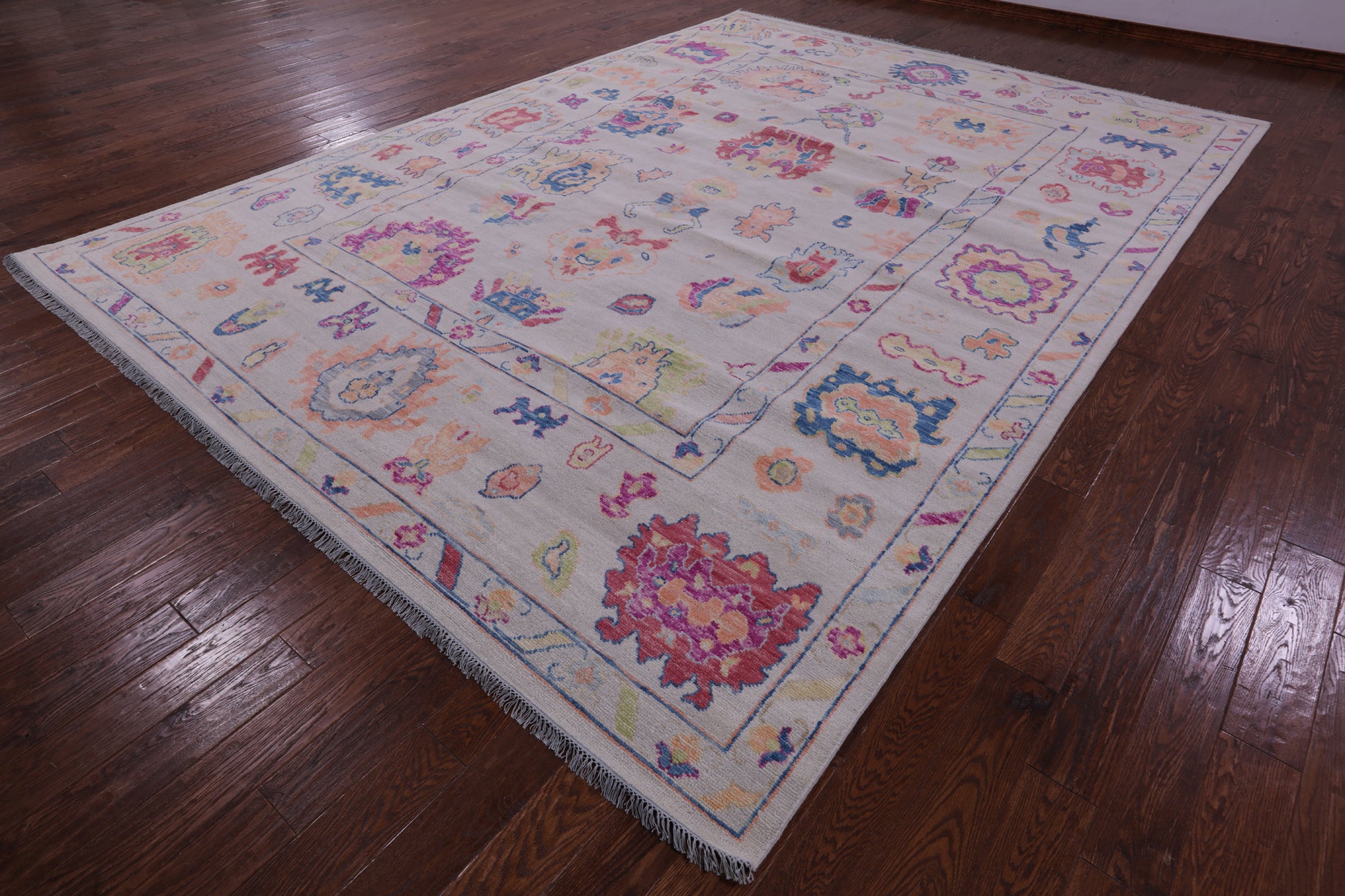 Ivory Turkish Oushak Handmade Wool Rug - 10' 2" X 13' 11" - Golden Nile