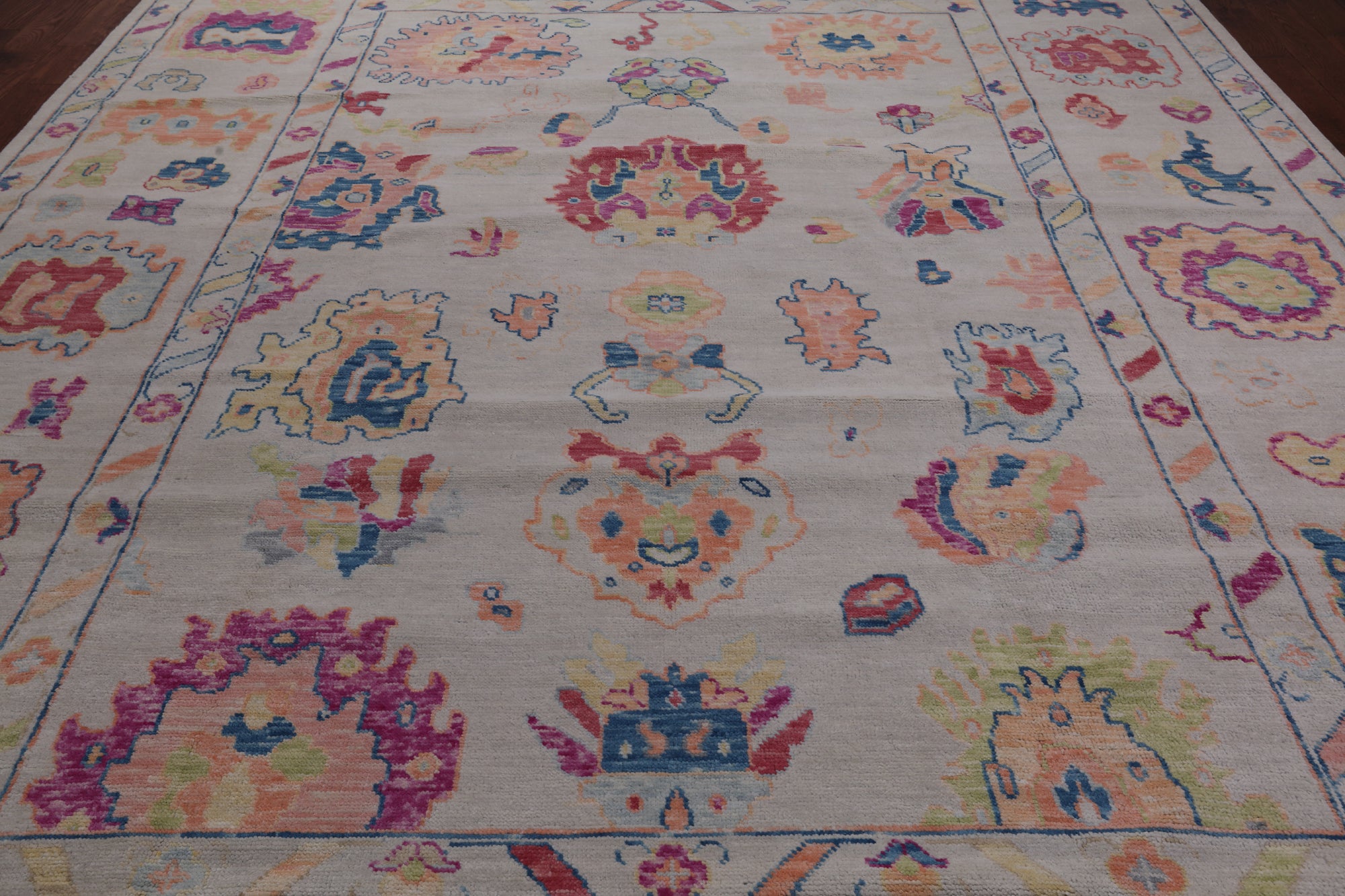 SUPER SALE Ivory Turkish Oushak Handmade Wool Rug - 10' 2" X 13' 11"