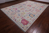 SUPER SALE Ivory Turkish Oushak Handmade Wool Rug - 10' 2" X 13' 11"