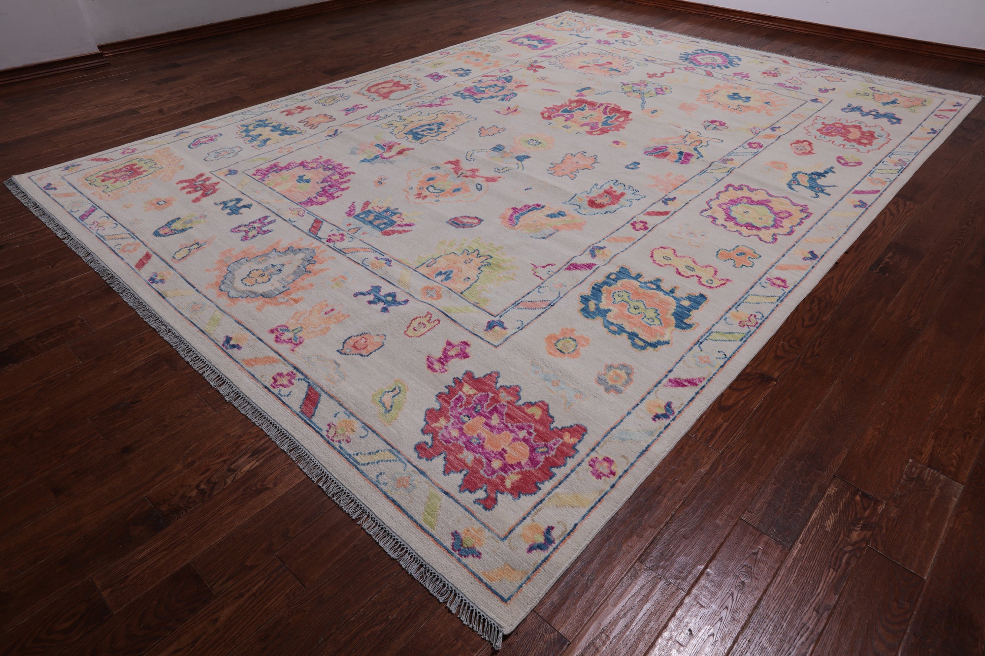 SUPER SALE Ivory Turkish Oushak Handmade Wool Rug - 10' 2" X 13' 11"