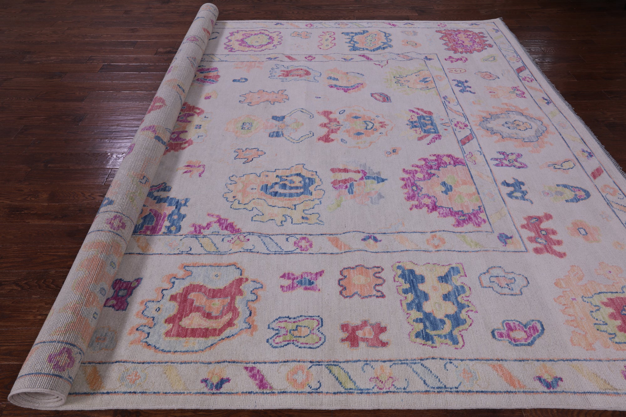 Ivory Turkish Oushak Handmade Wool Rug - 10' 2" X 13' 11" - Golden Nile