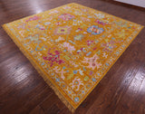 Gold Square Turkish Oushak Hand Knotted Wool Rug - 9' 11" X 10' 3" - Golden Nile