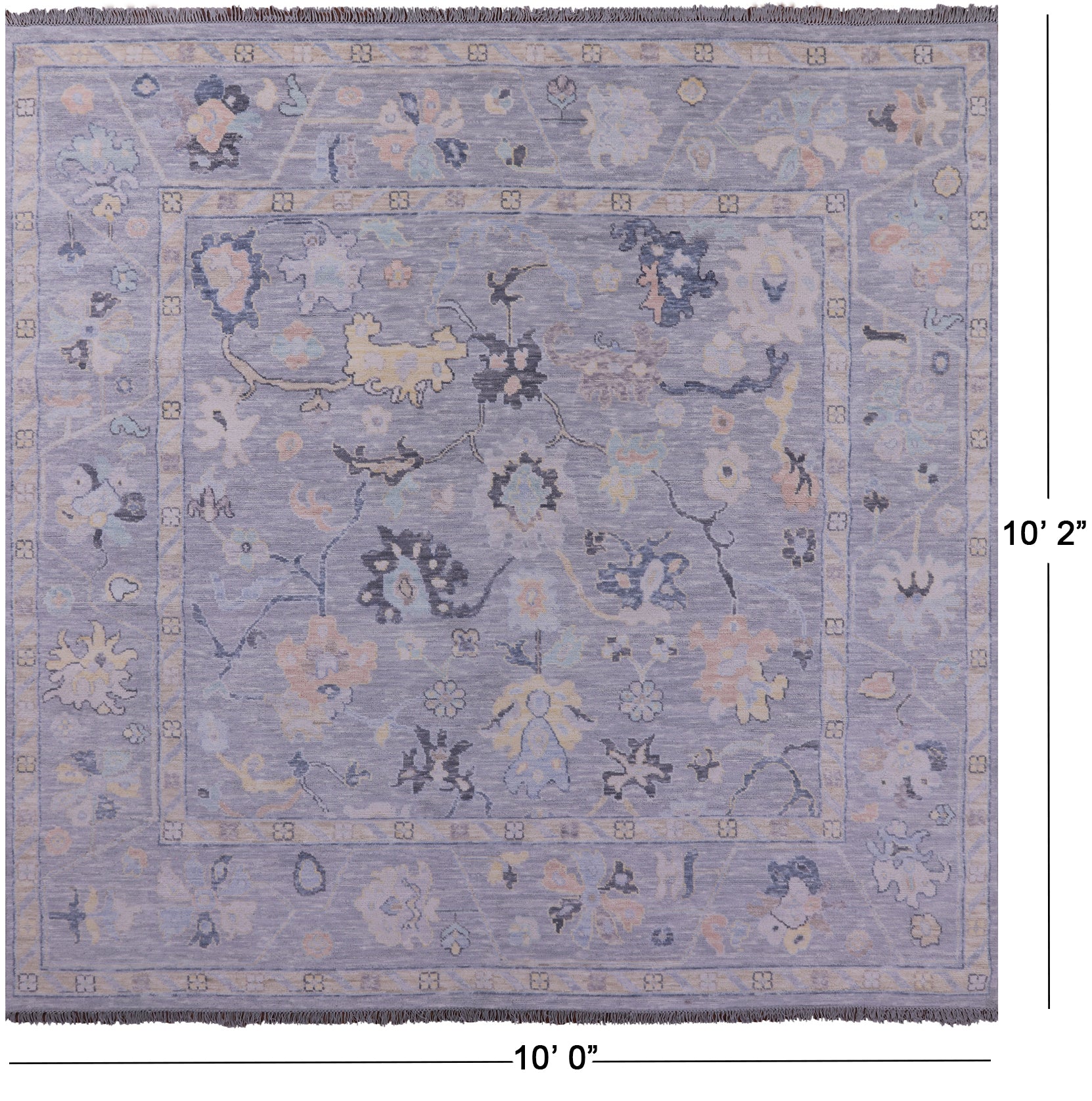 Grey Square Persian Sultanabad Hand Knotted Wool Rug - 10' 0" X 10' 2" - Golden Nile