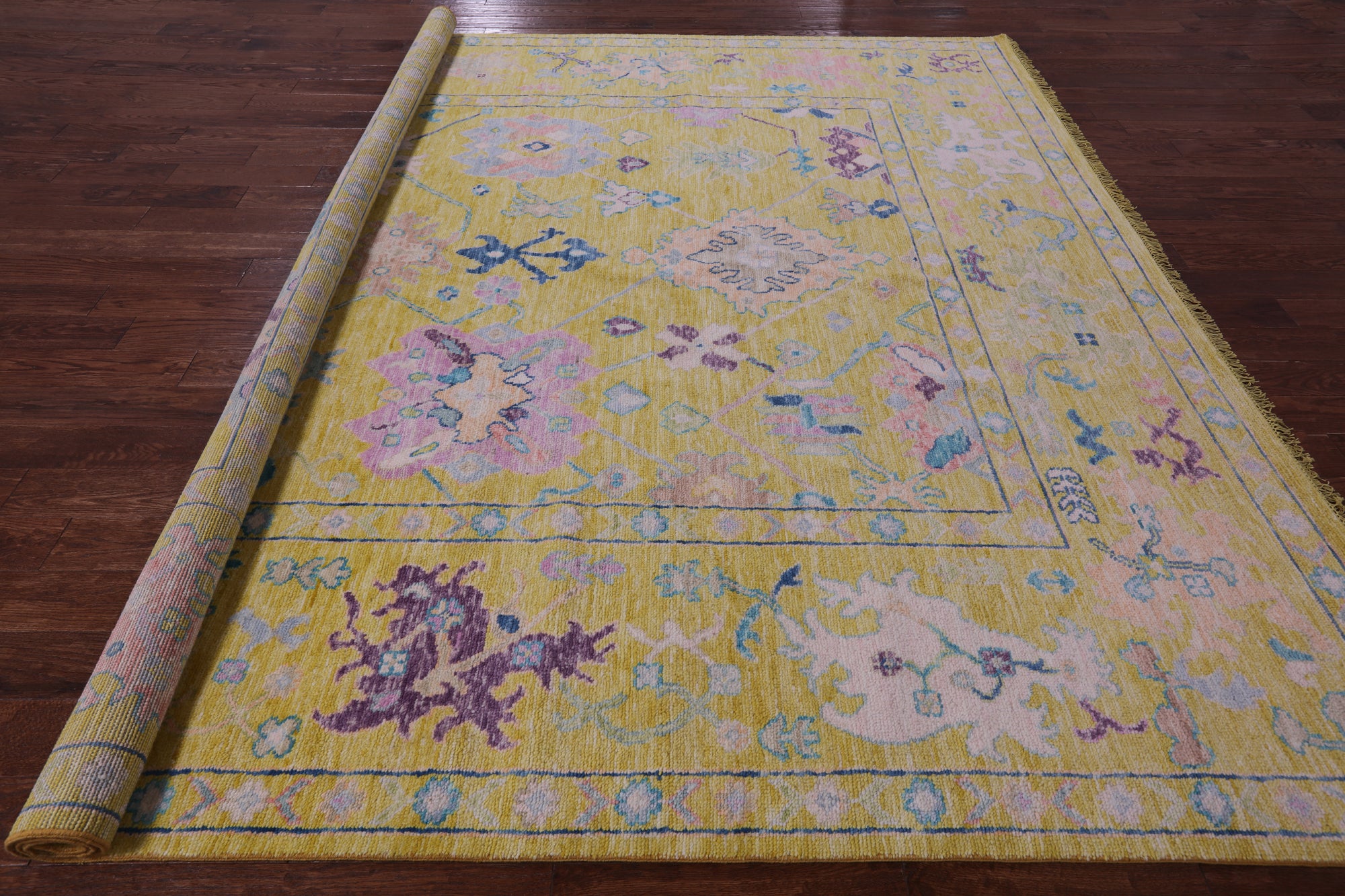 Gold Square Turkish Oushak Hand Knotted Wool Rug - 10' 0" X 10' 2" - Golden Nile