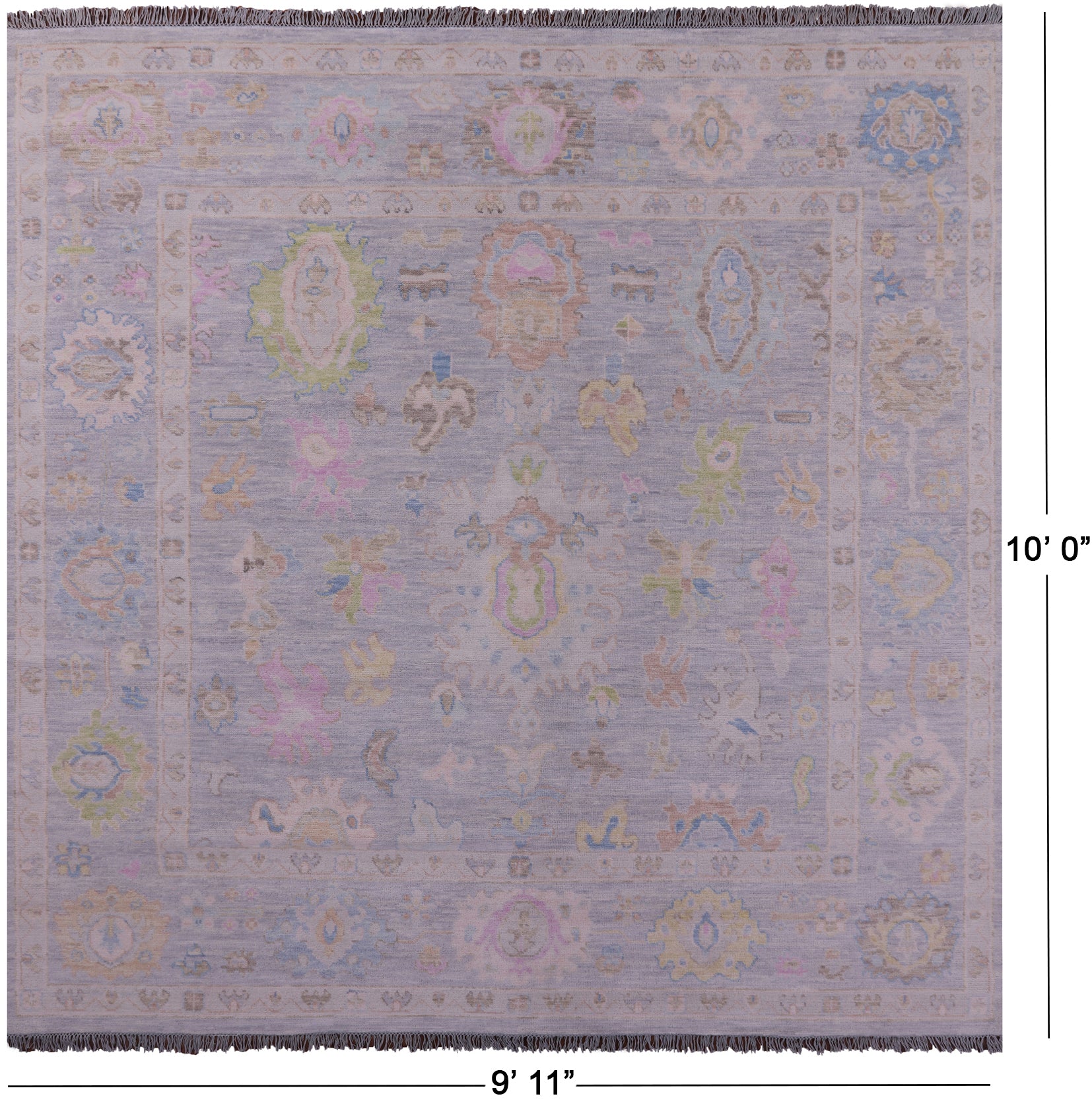 Silver Square Persian Sultanabad Handmade Wool Rug - 9' 11" X 10' 0" - Golden Nile