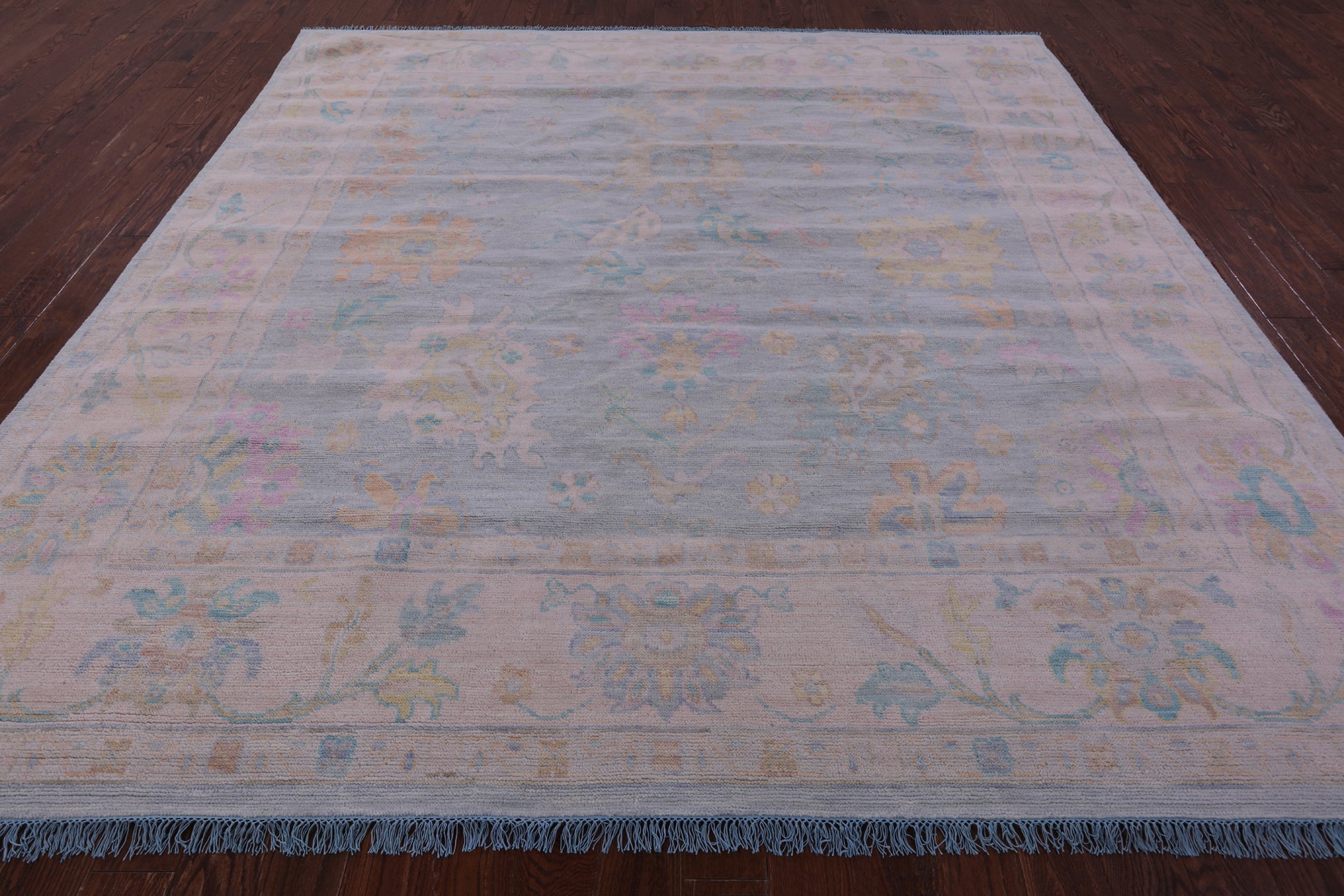 Blue Square Persian Sultanabad Hand Knotted Wool Rug - 9' 11" X 10' 1" - Golden Nile