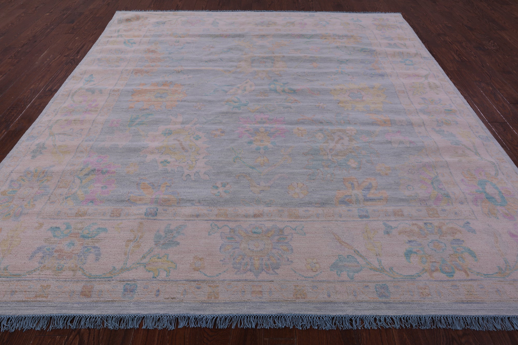 Blue Square Persian Sultanabad Hand Knotted Wool Rug - 9' 11" X 10' 1" - Golden Nile