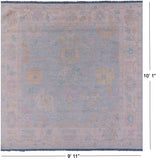Blue Square Persian Sultanabad Hand Knotted Wool Rug - 9' 11" X 10' 1" - Golden Nile