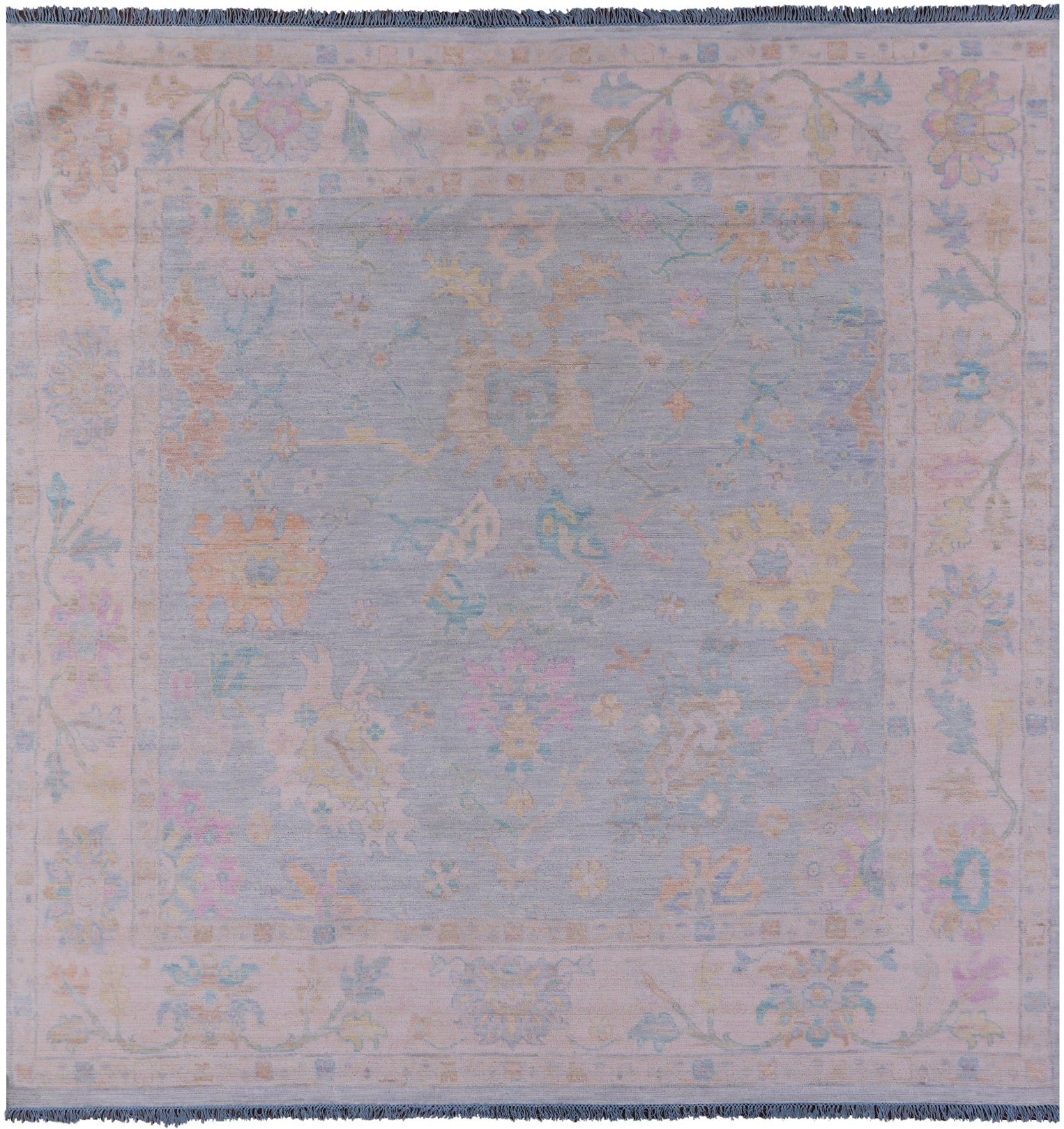 Blue Square Persian Sultanabad Hand Knotted Wool Rug - 9' 11" X 10' 1" - Golden Nile