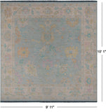 SUPER SALE Blue Square Persian Sultanabad Hand Knotted Wool Rug - 9' 11" X 10' 1"