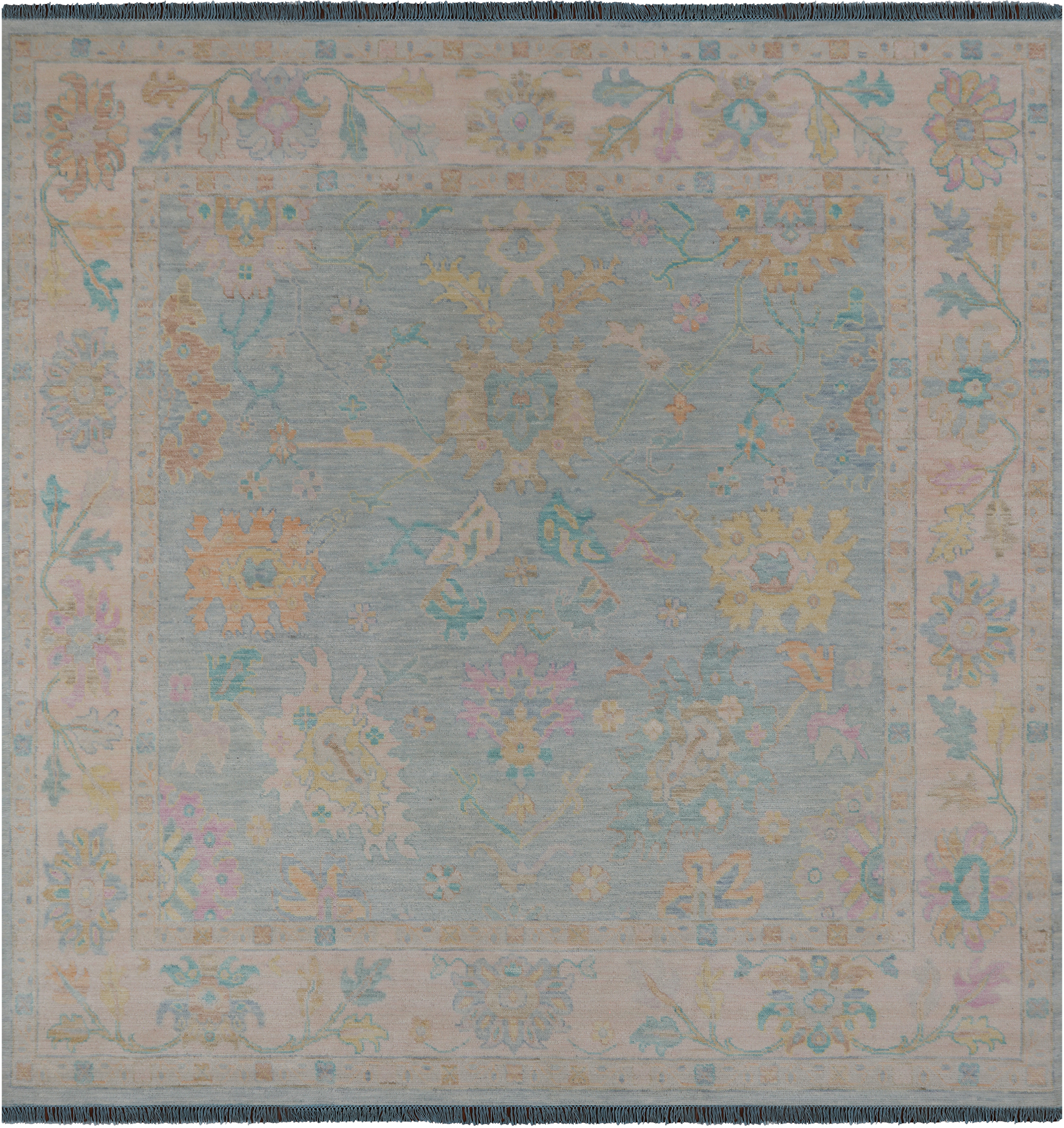 SUPER SALE Blue Square Persian Sultanabad Hand Knotted Wool Rug - 9' 11" X 10' 1"