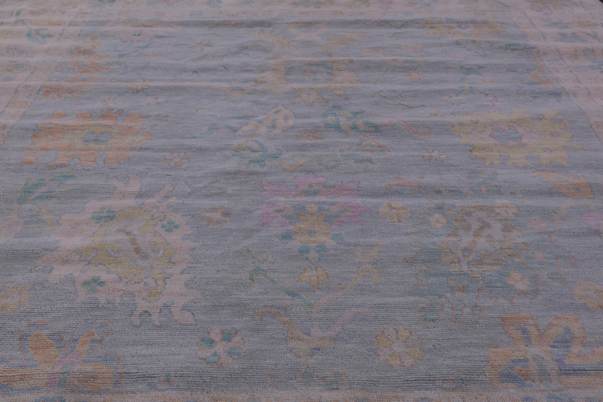 Blue Square Persian Sultanabad Hand Knotted Wool Rug - 9' 11" X 10' 1" - Golden Nile