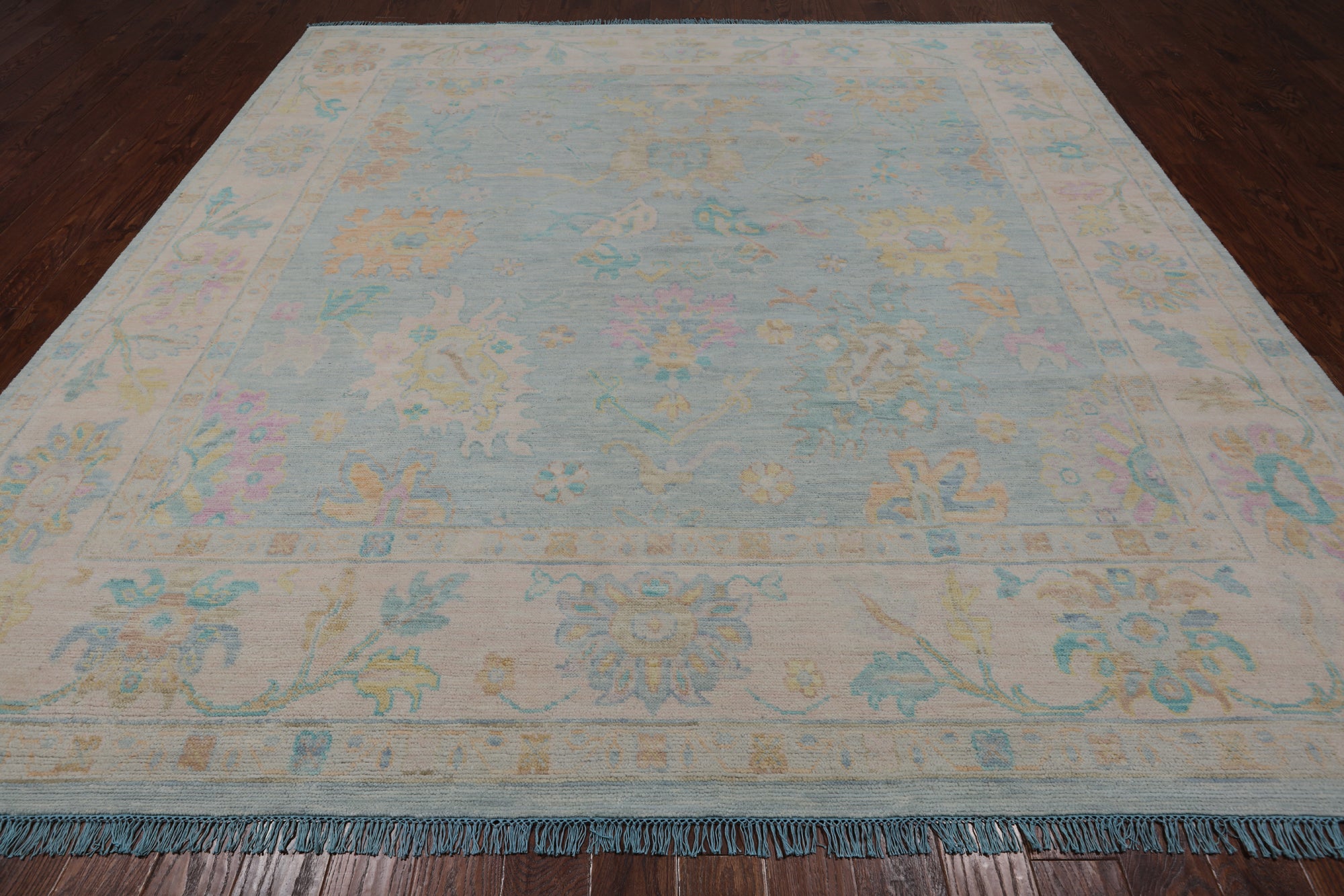 SUPER SALE Blue Square Persian Sultanabad Hand Knotted Wool Rug - 9' 11" X 10' 1"