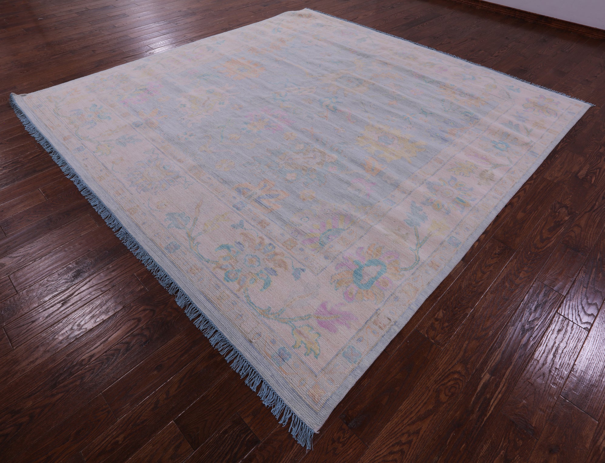 Blue Square Persian Sultanabad Hand Knotted Wool Rug - 9' 11" X 10' 1" - Golden Nile