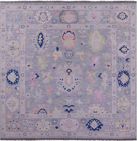 Grey Square Persian Sultanabad Hand Knotted Wool Rug - 9' 11