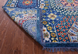Blue Geometric Persian Mamluk Hand Knotted Wool Rug - 8' 11" X 11' 8" - Golden Nile