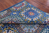 Blue Geometric Persian Mamluk Hand Knotted Wool Rug - 8' 11" X 11' 8" - Golden Nile