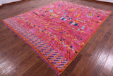 Pink Tribal Moroccan Hand Knotted Wool Rug - 9' 3" X 11' 4" - Golden Nile